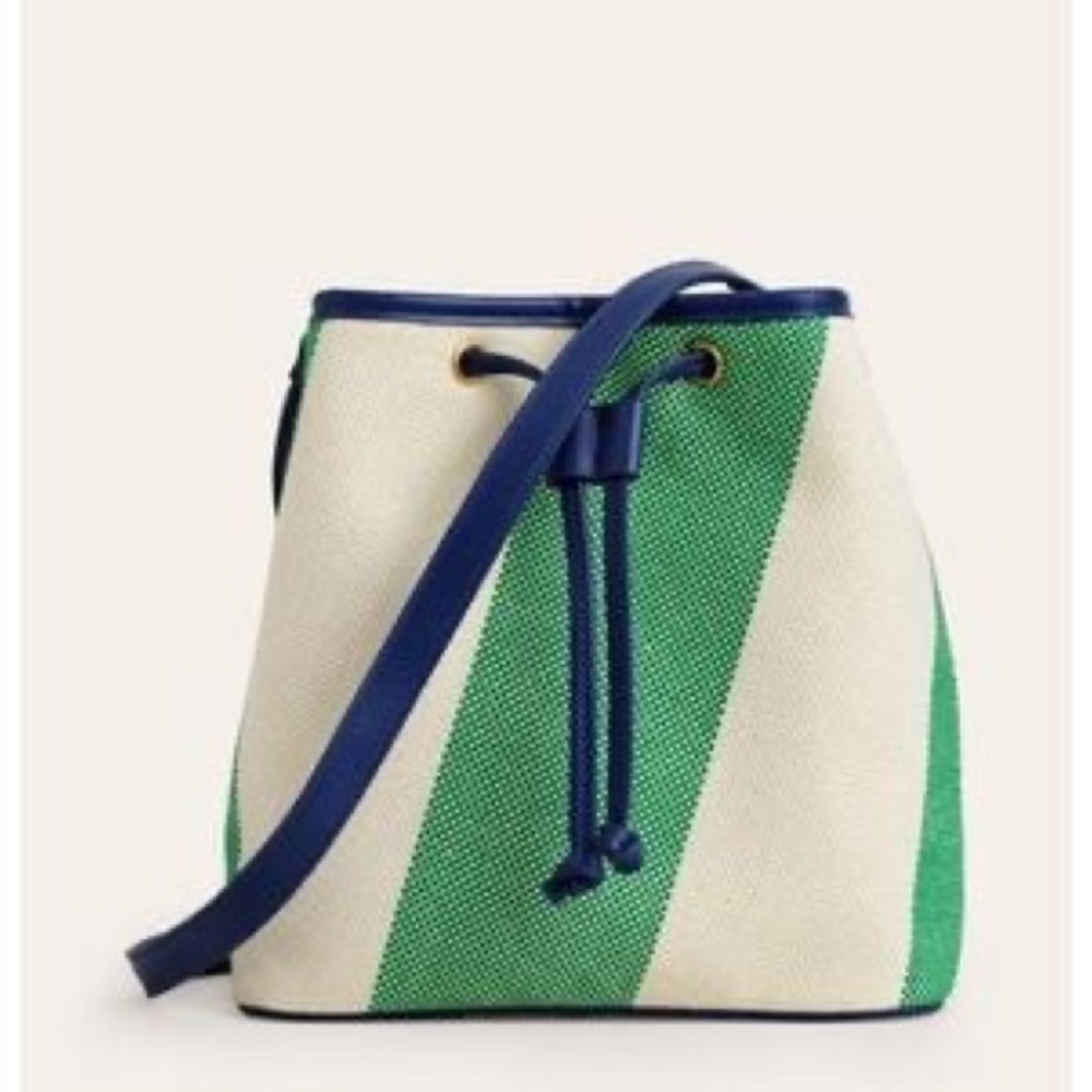 {{Boden}} Green and Blue Striped Bucket Bag